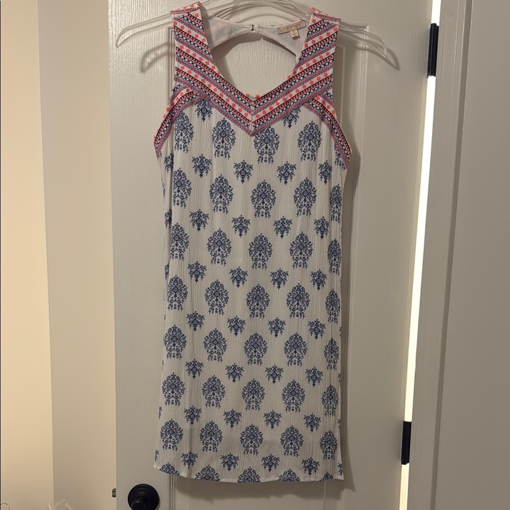 Skies Are Blue Pink and Blue Halter Sundress